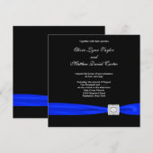 Invitation Mariage Bleu Royal Noir Bleu (Devant / Derrière)