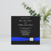 Invitation Mariage Bleu Royal Noir Bleu (Debout devant)