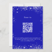 Invitation Mariage bleu royal paillettes argent QR code RSVP (Dos)