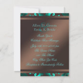 Invitation Mariage Bleu sarcelle et Brun au Chocolat (Dos)