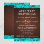 Invitation Mariage Bleu sarcelle et marron (Devant / Derrière)