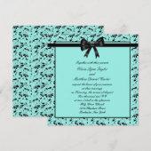 Invitation Mariage bleu sarcelle noir (Devant / Derrière)