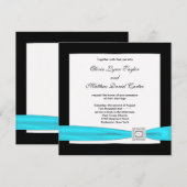 Invitation Mariage Bleu Sarcelle Noir Sarcelle (Devant / Derrière)