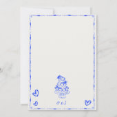 Invitation Mariage Bleu Scribble à la main branché (Dos)