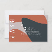 Invitation Mariage bleu terre cuite bio RSVP (Devant)