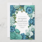 Invitation Mariage Bleu Tidal, Dérive de Mousse de Mer & Ment (Devant)