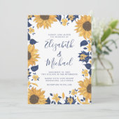 Invitation Mariage bleu Tournesol moderne (Debout devant)