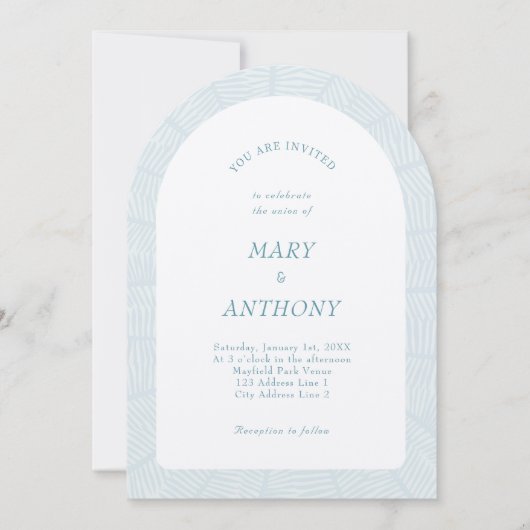 Invitation Mariage bleu tropical (Devant)