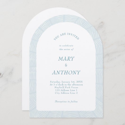 Invitation Mariage bleu tropical (Devant / Derrière)