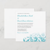 Invitation Mariage bleu turquoise de remous de Flourish (Devant / Derrière)