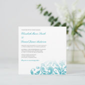 Invitation Mariage bleu turquoise de remous de Flourish (Debout devant)