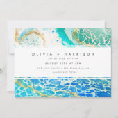 Invitation Mariage bleu turquoise moderne Ocean Waves (Devant)