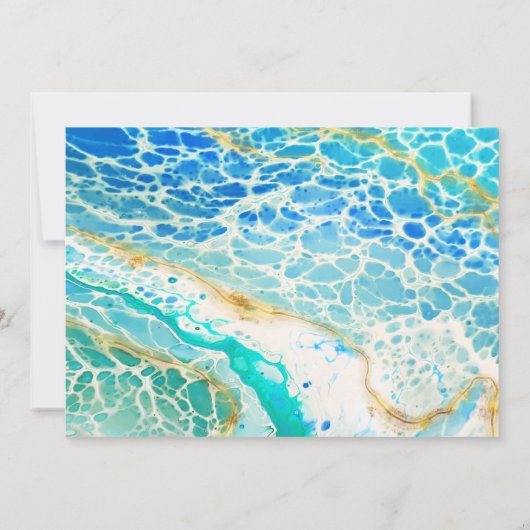 Invitation Mariage bleu turquoise moderne Ocean Waves (Dos)