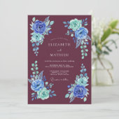 Invitation Mariage Bleu Verdoyant Éthéré (Debout devant)