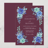 Invitation Mariage Bleu Verdoyant Éthéré (Devant / Derrière)
