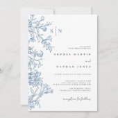 Invitation Mariage Bleu Vintage  (Devant)