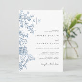 Invitation Mariage Bleu Vintage  (Debout devant)