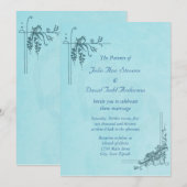 Invitation Mariage bleu vintage (Devant / Derrière)