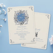 Invitation Mariage bleu vintage Dusty