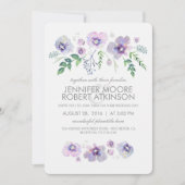 Invitation Mariage bleu violet d'aquarelle (Devant)