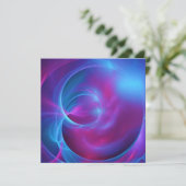 Invitation Mariage Bleu Violet et Rose Cosmic Swirly Fracta (Debout devant)
