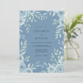 Invitation Mariage Bleuet Azur Feuille (Debout devant)