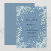 Invitation Mariage Bleuet Azur Feuille (Devant / Derrière)