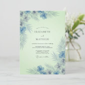 Invitation Mariage Bleuet Menthe Tropical Eucalyptus (Debout devant)