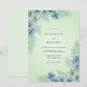 Invitation Mariage Bleuet Menthe Tropical Eucalyptus (Devant / Derrière)