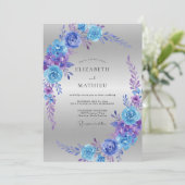 Invitation Mariage Bleuet Rose Violette (Debout devant)