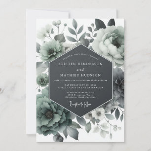 Invitation Mariage Bloom émoi vert cendré