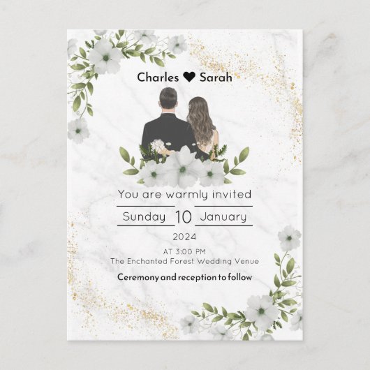 Invitation mariage Blooms : Un conte de fées flora (Devant)