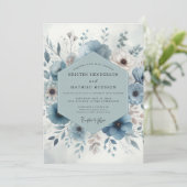 Invitation Mariage Blue Bloom (Debout devant)