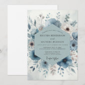 Invitation Mariage Blue Bloom (Devant / Derrière)