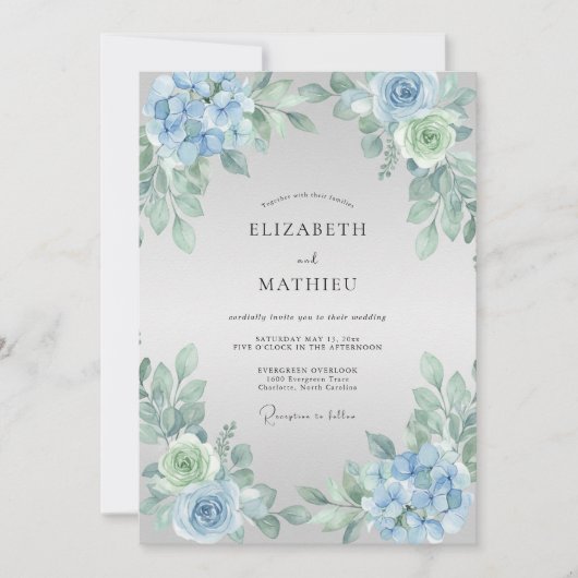 Invitation Mariage Blue Blossom (Devant)