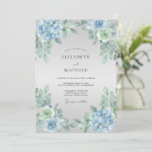 Invitation Mariage Blue Blossom (Debout devant)