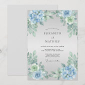 Invitation Mariage Blue Blossom (Devant / Derrière)