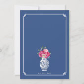 Invitation Mariage Blue Chinoiserie Porcelain Pink Peonies (Dos)