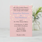 Invitation Mariage Blue Crème pois Roses (Debout devant)
