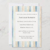 Invitation Mariage Blue Crème Rayures Shower de Mariée (Devant)