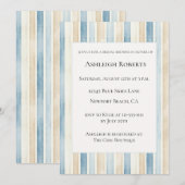 Invitation Mariage Blue Crème Rayures Shower de Mariée (Devant / Derrière)
