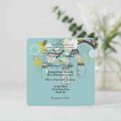 Invitation Mariage Blue Floral Mason Jars (Debout devant)