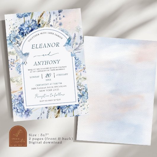 Invitation Mariage Blue Hydrangea