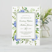 Invitation Mariage Blue Hydrangeas (Debout devant)