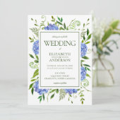 Invitation Mariage Blue Hydrangeas (Debout devant)
