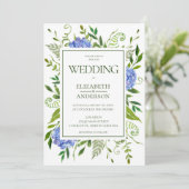 Invitation Mariage Blue Hydrangeas (Debout devant)