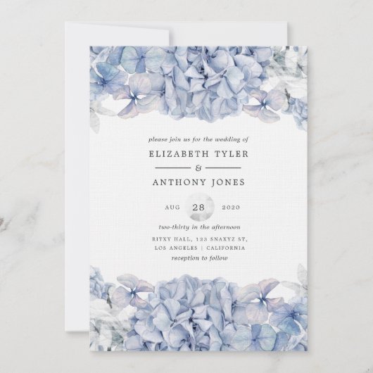 Invitation Mariage Blue Hydrangeas (Devant)