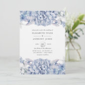 Invitation Mariage Blue Hydrangeas (Debout devant)
