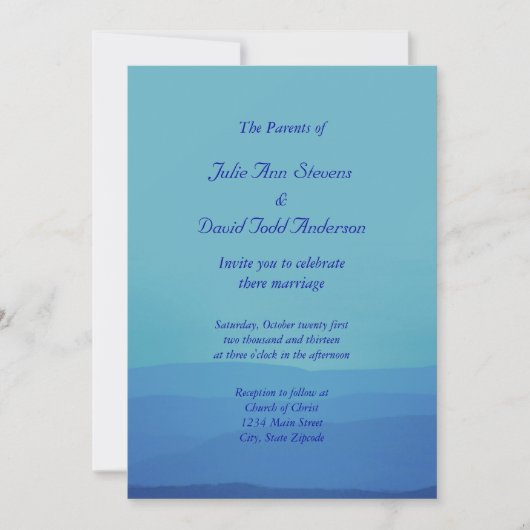 Invitation Mariage Blue Mountains (Devant)