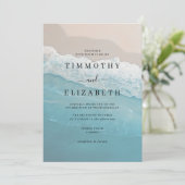 Invitation Mariage Blue Ocean Sand Beach (Debout devant)